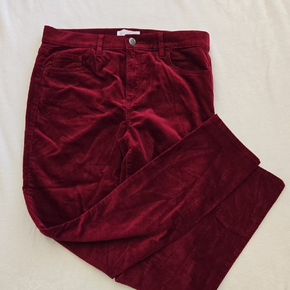NWT LOFT Ann Taylor Loft Maroon Modern Velvet Jeans Pants Size 8/29 NWT